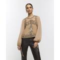 River Island Womens Gold Embellished Long Sleeve Blouse