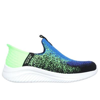 Skechers Boy's Slip-ins: Ultra Flex 3.0 - Brisk-Spec Sneaker | Size 2.0 | Black/Lime | Textile | Machine Washable