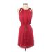 french corner Casual Dress - Mini Halter Sleeveless: Red Solid Dresses - Women's Size Small