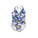 Maxine of Hollywood One Piece Swimsuit: Blue Print Swimwear - Women's Size 10