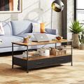 17 Stories Margund 4 Legs Coffee Table w/ Storage Wood in Brown | 19 W in | Wayfair 98E8A4D7621B463EA5B98C7B81579502