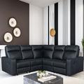 Black/Brown Sectional - Latitude Run® Upholstered Manual Recliner Sectional Sofa w/ 2 Cup Holders Linen | 41 H x 87.5 W x 87.5 D in | Wayfair