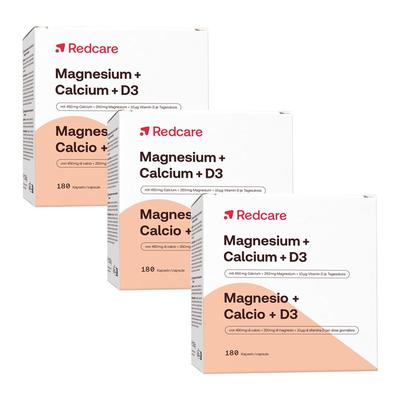 Magnesium + Calcium D3 RedCare Dreierpack 3x180 St Kapseln Image