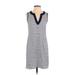 Lands' End Casual Dress - Mini V Neck Sleeveless: Blue Color Block Dresses - Women's Size Small