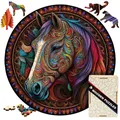 Puzzle 3D en Bois avec Cheval Mandala Jouets Rétro Jeu de Société Animal pour Adultes et Enfants