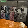 Étuis de téléphone de luxe pour iPhone coque transparente papillon paillettes mignonnes sable