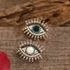 Small Rhinestone Black White Evil Eye Brooches for Women Alloy Simulated Pearl Eye Collar Pins Gifts