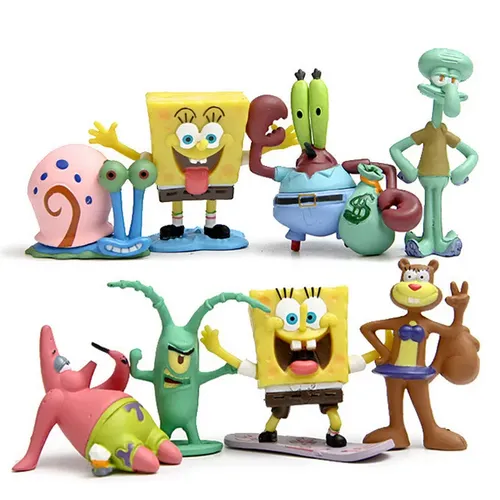 8 teile/satz Spongebob Patrick Keychain Abbildung Sammlung Modell Spielzeug