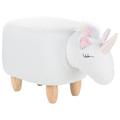 Tabouret enfant en tissu peluche blanc