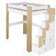 Lit mezzanine bois massif blanc et bois 140x190 cm