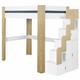 Pack lit mezzanine avec matelas bois massif blanc et bois 120x190 cm