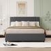 Gray Creative Queen Size Upholstered Platform Bed with Comfy Soft Headboard Design & 2 Drawers and 1 Twin XL Trundle Bed