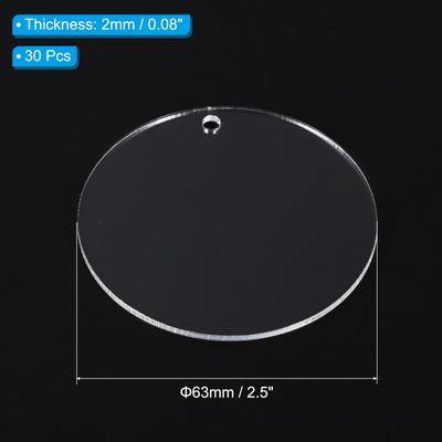 30pcs Acrylic Circles Round Clear Plastic Sheet Disk Blank 2mm Thick
