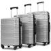 Lightweight ABS Luggage Set - TSA Lock - 3 Pcs,Silver