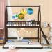 Espresso Twin Over Twin-Twin House Bunk Bed w/ Extending Trundle and Ladder & Solid Wood Slats Support for Multi-Child Families