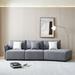 Linen Reversible Sectional Sofa w/ Pull-Out Bed Sleeper Couch w/ Side Chaise Sofa & Movable Ottomans and Storage Chaise, Grey