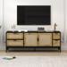 TV Stand Rattan Media Console Sleek TV Console Table with Adjustable Shelves and Wood Grain Surface for TVs up to 65