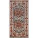 Light Blue Heriz Serapi Indian Foyer Rug Hand-Knotted Wool Carpet - 2'6"x 6'0"