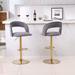 Modern Rotate Lift Chairs Set of 2, Counter Height Bar Stool with Velvet Hollow Backrest Cushion and Footboard