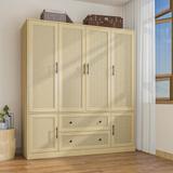 63“ Versatile 6-Door Wardrobe Farmhouse Elegance for Any Space Armoire