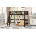 Twin Size Solid Wood Loft Bed w/Ladder & Safety Guardrail & Built in Solid Slat Support for Boys, Girls, Teens Bedroom, Espresso