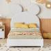 Twin Size Upholstered Platform Bed with Bear Ear Shaped Headboard