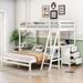 Twin Over Full Bunk Bed with 3 Storage Drawer, L Shaped Wood Bunkbeds Frame w/Built-in Desk, Convertible to 2 Separated Beds