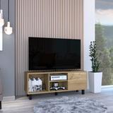 Stylish 50 inch TV Stand, Perfect for Living Room, Bedroom, Den, Dining Room, Console Table with Drawer and Shelves, Light Oak