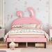 Lovely Fairytale Theme Kids Bed Full Size Platform Bed, PU Upholstered Bed with Rabbit-Shaped Headboard & 4 Drawers