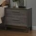 Modern Handmade Solid Wood Nightstand with 2 Drawer & Center Metal Glides and Brass Bar Pulls，Suitable for All Rooms