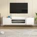 Sleek Design TV Stand with Fluted Glass, Contemporary Entertainment Center for TVs Up to 65", Faux Marble Top TV Console Table