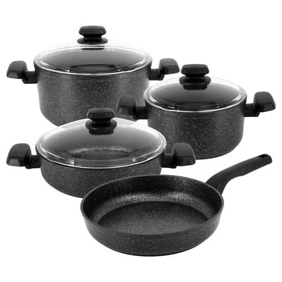 7 Piece Non Stick Aluminum Cookware Set in Black