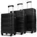 Lightweight ABS Luggage Set - TSA Lock - 3 Pcs,Black