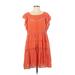 Free People Casual Dress - Mini Scoop Neck Short sleeves: Orange Print Dresses - Women's Size X-Small