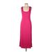 24seven Comfort Apparel Casual Dress - Sheath Scoop Neck Sleeveless: Pink Print Dresses - Women's Size Large