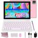 2 in 1 Tablet 10 inch Android 11 Tablet with Keyboard 4GB+64GB+512GB Expand Dual Camera IPS Touch Screen Tablet Computer WiFi Bluetooth Long Battery Life Google Certified Tablet PC Pink