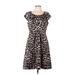 Kenar Casual Dress - A-Line Scoop Neck Short sleeves: Brown Leopard Print Dresses - Women's Size 12