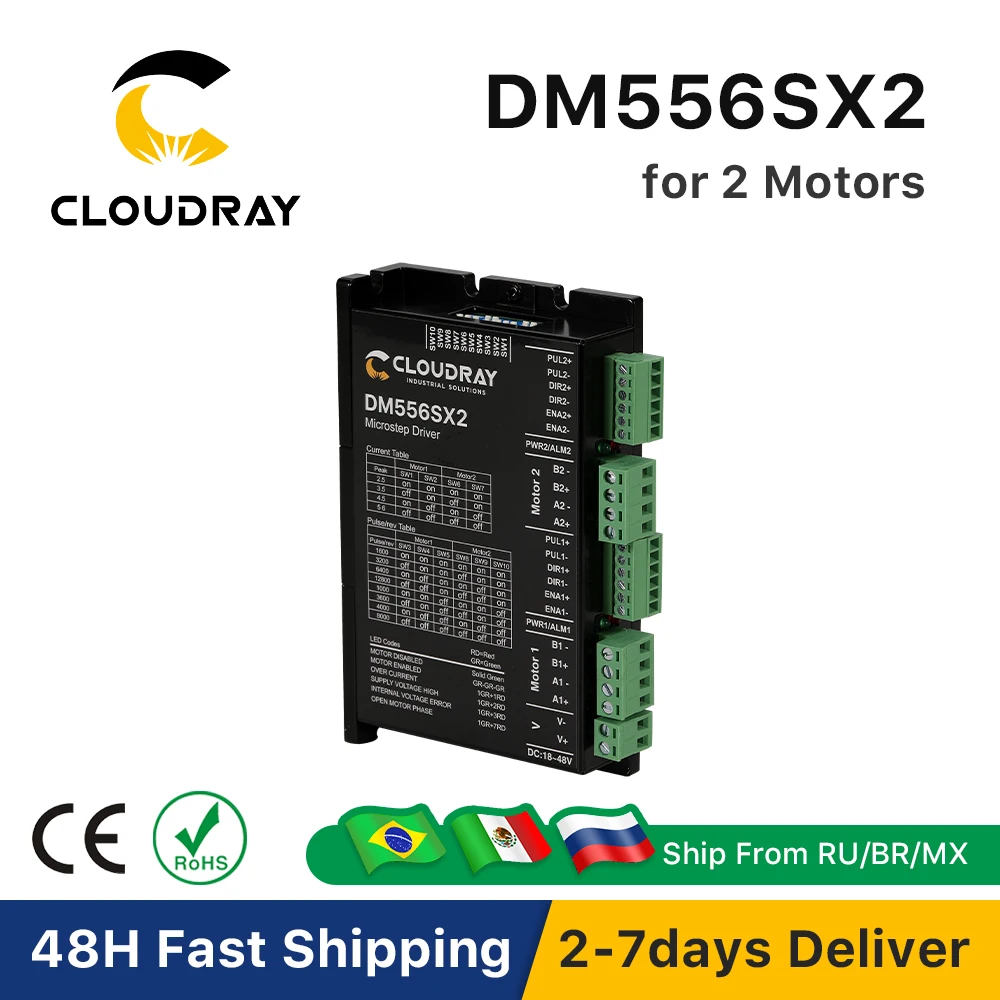 Cloudray Nema 23/24 Driver motore passo-passo DM556SX2 5.6A 24~48VDC per 2 pezzi Controller motore passo-passo Macchina per incidere CNC