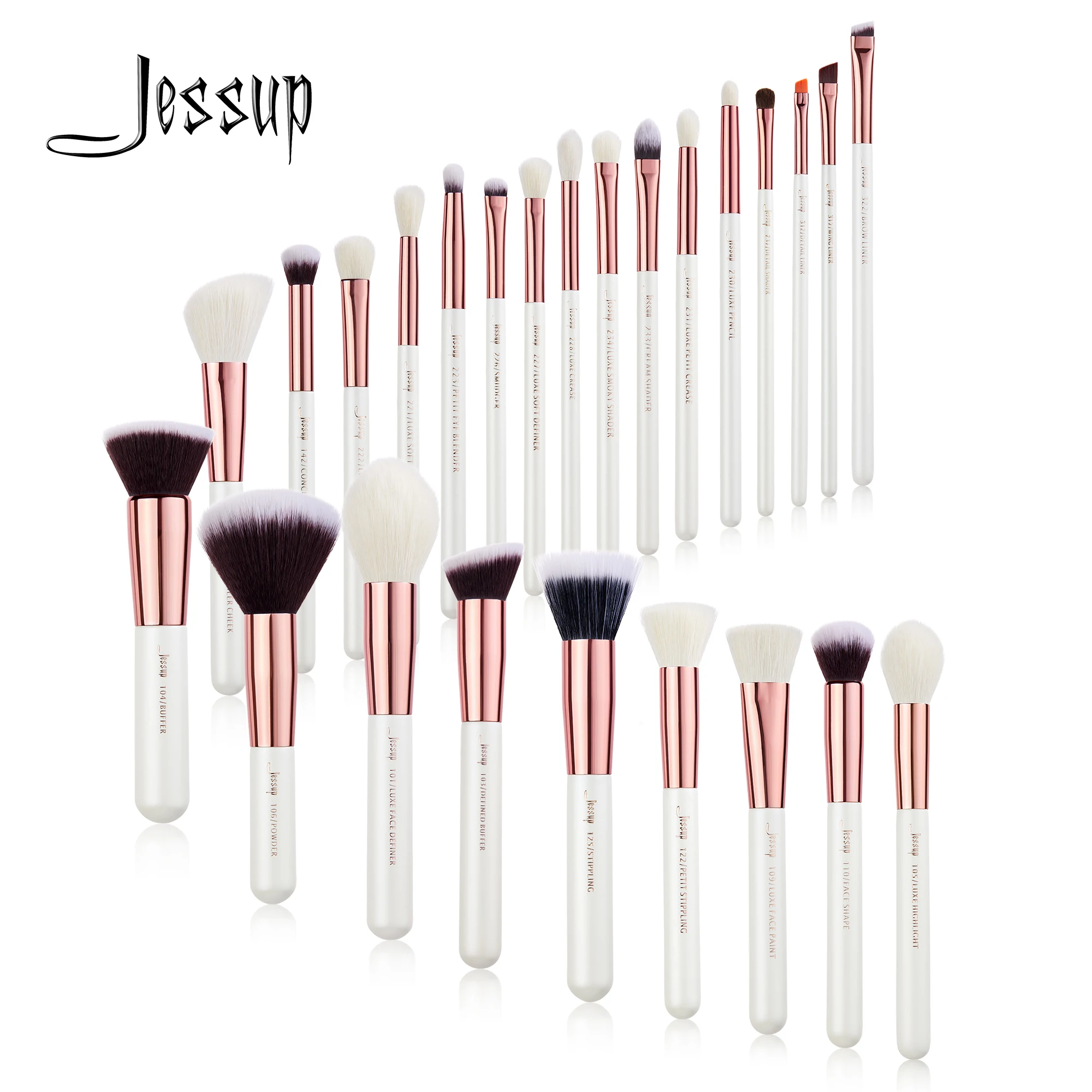 Jessup Set di pennelli per trucco professionale, 25 pezzi Pennello per trucco Fondotinta in polvere Ombretto Liner Evidenziatore Kit di strumenti per trucco T215