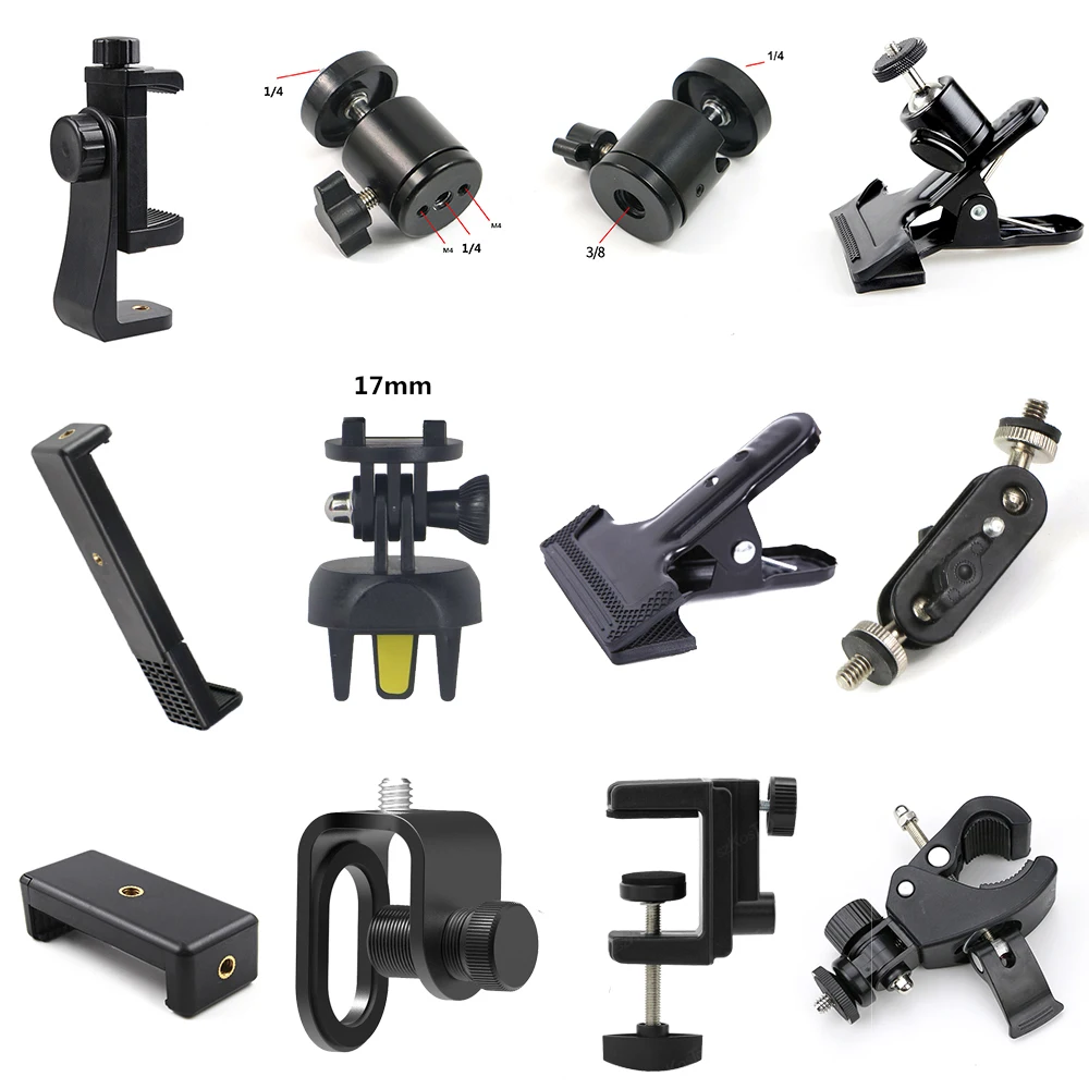 Supporto per tablet Staffa Anello luminoso Testa a sfera Adattatore per treppiede Fotografia Fotocamera Hot Shoe Clip per telefono Accessorio per parti di ricambio