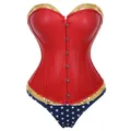 Ecopelle corsetti e bustier Steampunk Lace up Overbust corsetto con pantaloncini Sexy Costume
