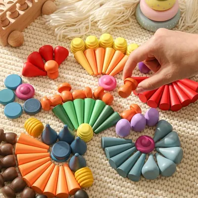Creativo parti sciolte giocattoli bambino costruttore di legno Set giocattoli Montessori per bambini