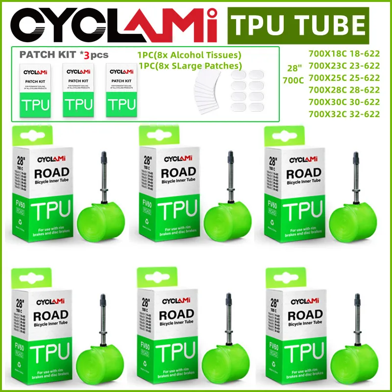 CYCLAMI camera d'aria per bicicletta ultraleggera bici da strada bicicletta TPU pneumatico interno 60 80mm valvola francese 700 c18 25 28 32 tubo Super leggero