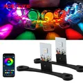 Fari 2 in 1 RGB per auto Demon Eye con controllo App Devil Eyes Halo Rings 2.5 3.0 pollici obiettivo del proiettore Retrofit accessori per auto
