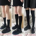 Calzini donna JK simpatici calzini lunghi Lolita in velluto bianco nero calzini alti al ginocchio