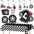Tema ruota auto festa di compleanno piatto tovagliolo palloncini a scacchi auto da corsa festa a tema 3TH 4TH 5TH forniture per feste di compleanno
