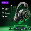 EKSA E5000 Pro Cuffie da gioco per PC/PS4/Xbox/Switch, cuffie da gioco cablate 7.1 con microfono ENC, cavo staccabile USB/Tipo C/3,5 mm
