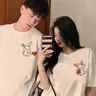 Cartoon Love Rabbit coppia t-shirt Combo per fidanzati fidanzate 240g cotone di alta qualità estate