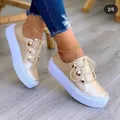 Scarpe Casual da donna Sneakers bianche moda donna primavera estate Sneakers in tela piattaforma