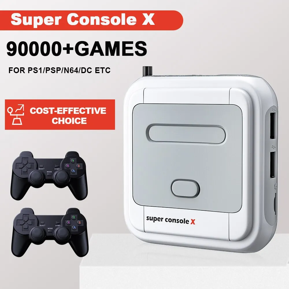 KINHANK Game Box Super Console X Console per videogiochi retrò Supporto 90000 giochi 50 emulatori per PS1/PSP/MAME/DC con controller